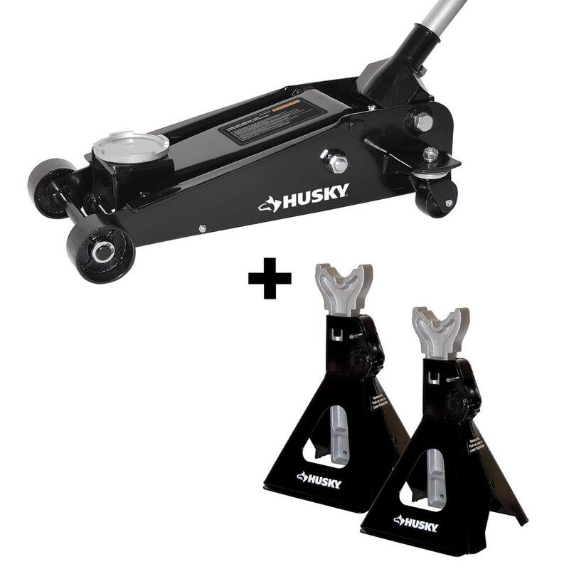 Husky 3-Ton Floor Garage Car Jack and Jack Stands - HD00107-BD