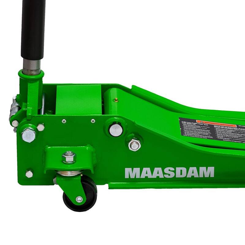 Maasdam 3-Ton Low Profile Car Jack with Quick Lift and 3-Ton Jack Stand in Green - MPL46994124-GR-BD