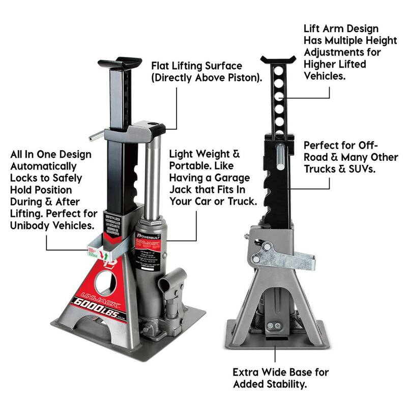 Powerbuilt 3-Ton Unijack Bottle Jack and Jackstand in One - 620471