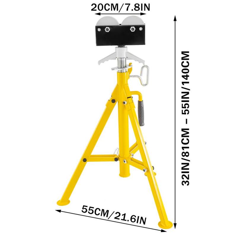 VEVOR Roller Pipe Stand 32 in. to 55 in. Adjustable Height 2500 lbs. Capacity Folding Jack Stands for 0.5 in. to 12 in. Pipe - GJ1109GTTGJ000001V0
