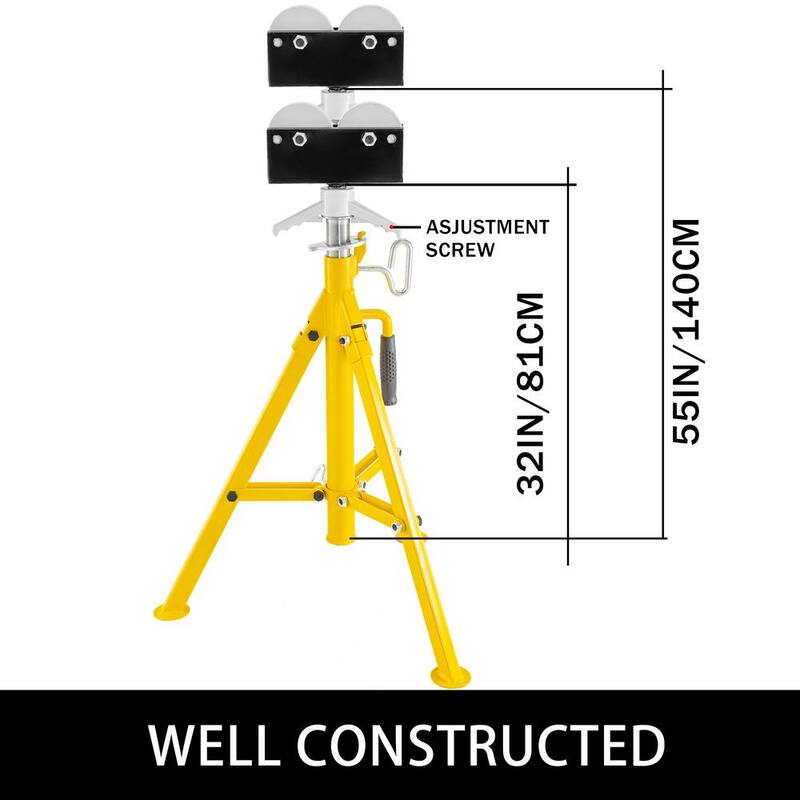 VEVOR Roller Pipe Stand 32 in. to 55 in. Adjustable Height 2500 lbs. Capacity Folding Jack Stands for 0.5 in. to 12 in. Pipe - GJ1109GTTGJ000001V0