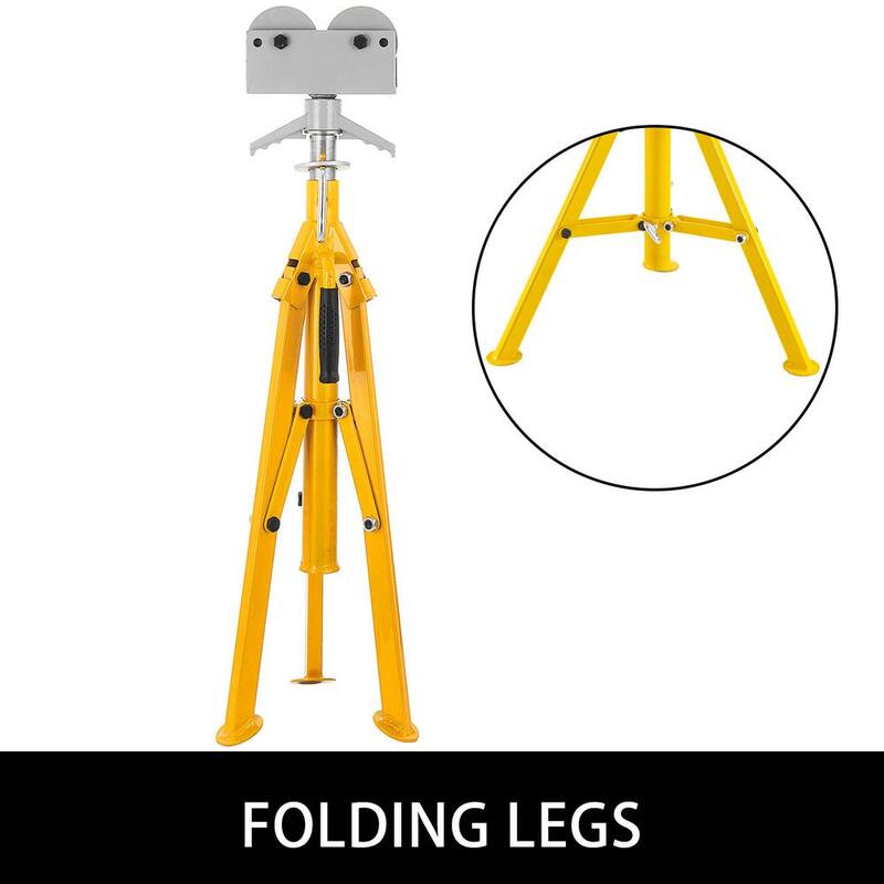 VEVOR Roller Pipe Stand 32 in. to 55 in. Adjustable Height 2500 lbs. Capacity Folding Jack Stands for 0.5 in. to 12 in. Pipe - GJ1109GTTGJ000001V0
