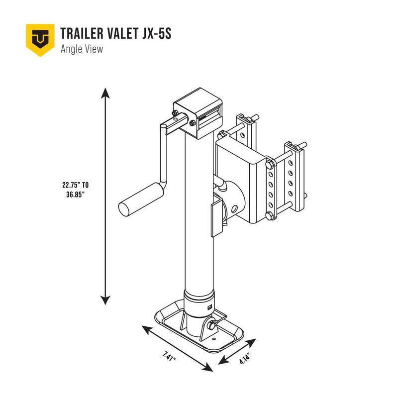 Trailer Valet JXS5 5000 lbs. Load Cap. Swivel Hand or Drill Jack Pipe Mount with Black Powder Coating and Gear Reduction - JXS-5