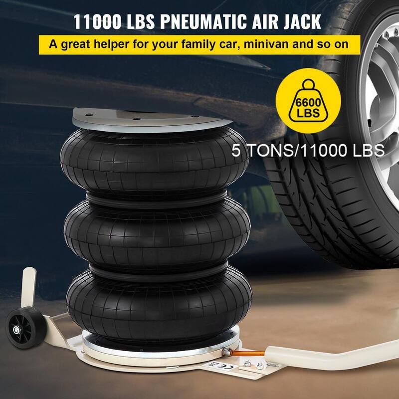 VEVOR Pneumatic Air Jack 5-Ton/11000 lbs. Triple Bag Air Jack Lifting Height 6.3 in. to 15.75 in. Inflatable Car Jack Lifter - QJD5TSBQNS0000001V0