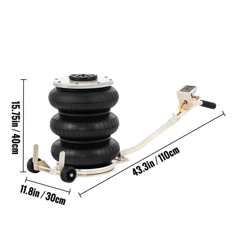 VEVOR Pneumatic Air Jack 5-Ton/11000 lbs. Triple Bag Air Jack Lifting Height 6.3 in. to 15.75 in. Inflatable Car Jack Lifter - QJD5TSBQNS0000001V0