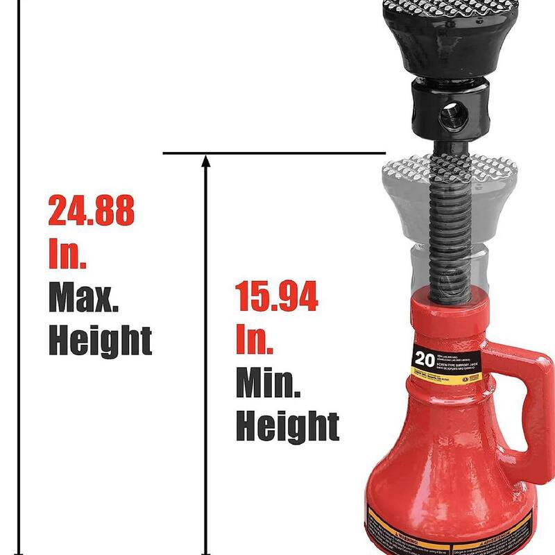 Big Red 20 Ton Professional Car Support Screw Jack for House Construction Bridge Stabilization - ASJ20R