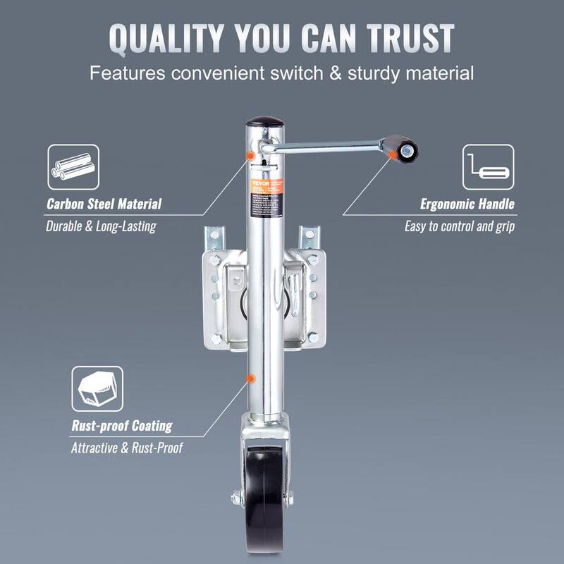 VEVOR Trailer Jack, Boat Trailer Jack 32.8 in., Bolt-on Trailer Tongue Jack Weight Capacity 1,000 lb., with PP Wheel - YTTCQJ1000LBSXBQBV0-805