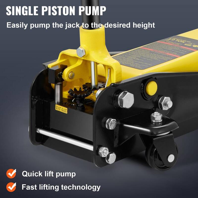 VEVOR Low Profile Floor Jack 3 Ton Heavy Steel Single Piston Hydraulic Pump - SGWSQJDTZDG3TIXQOV0