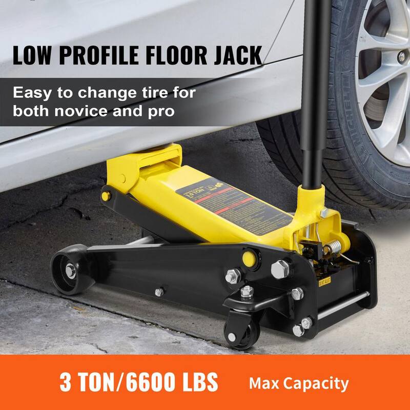VEVOR Low Profile Floor Jack 3 Ton Heavy Steel Single Piston Hydraulic Pump - SGWSQJDTZDG3TIXQOV0
