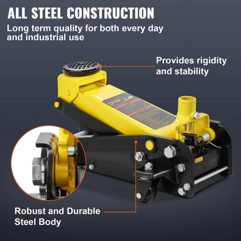 VEVOR Low Profile Floor Jack 3 Ton Heavy Steel Single Piston Hydraulic Pump - SGWSQJDTZDG3TIXQOV0