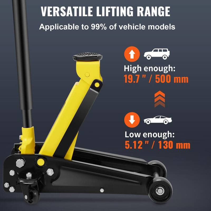 VEVOR Low Profile Floor Jack 3 Ton Heavy Steel Single Piston Hydraulic Pump - SGWSQJDTZDG3TIXQOV0