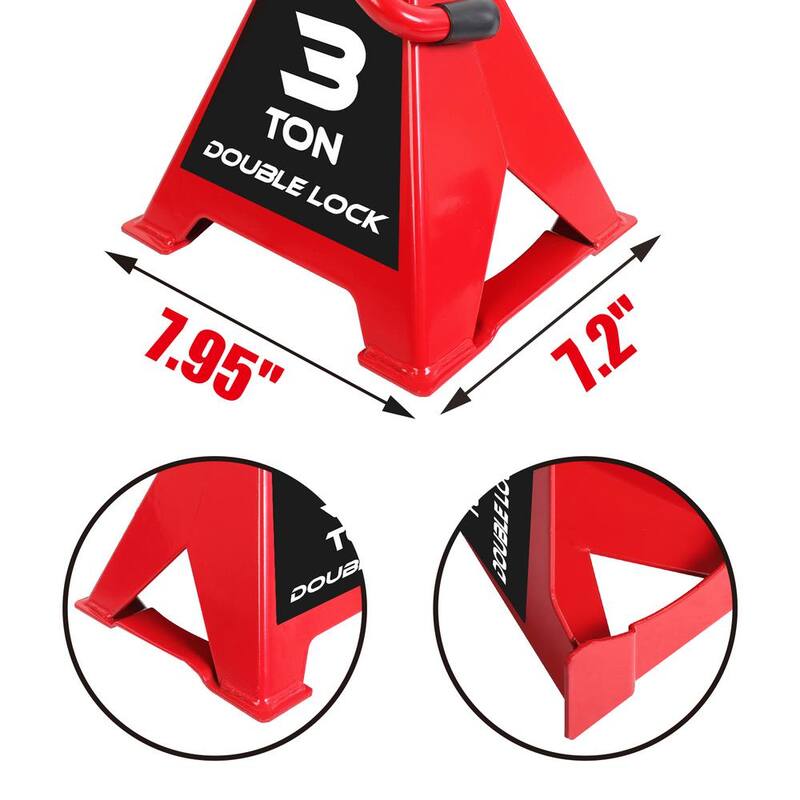 Big Red 3-Ton Reinforced Double-Locking Jack Stands (2-Pack) - T43005A