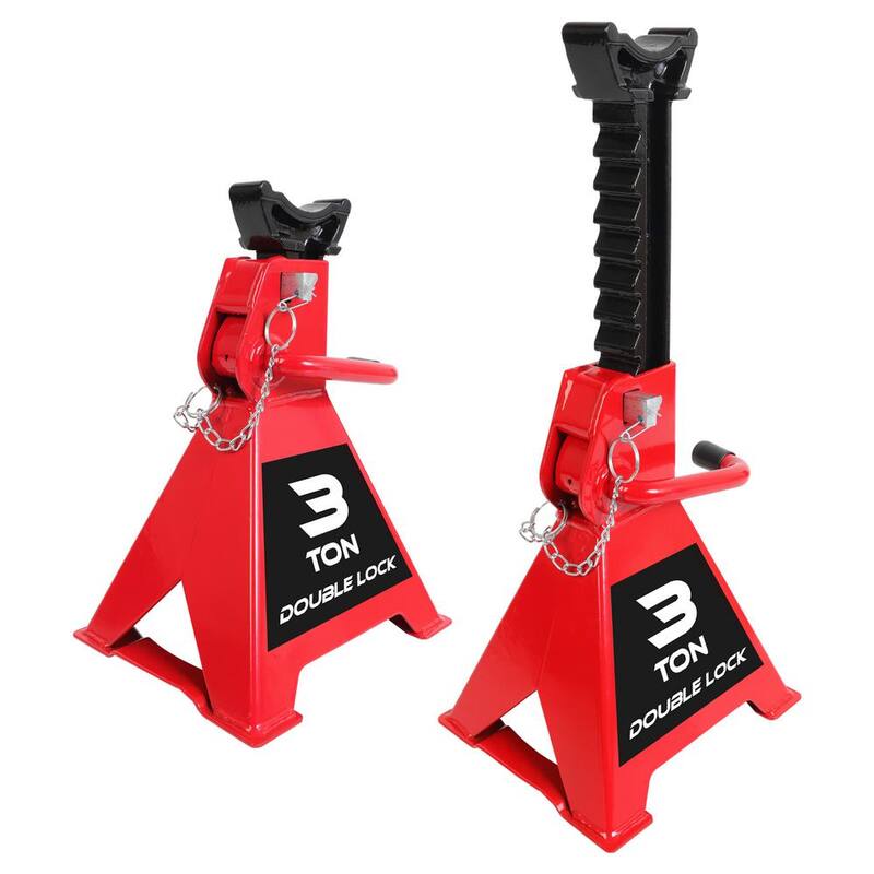 Big Red 3-Ton Reinforced Double-Locking Jack Stands (2-Pack) - T43005A