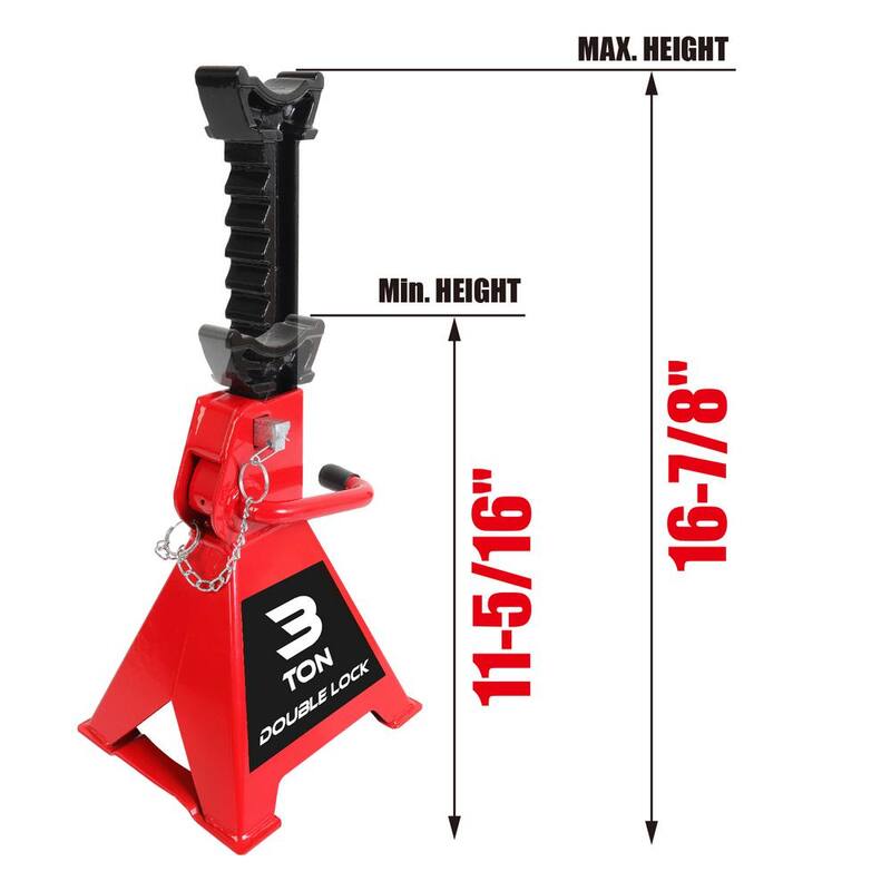 Big Red 3-Ton Reinforced Double-Locking Jack Stands (2-Pack) - T43005A