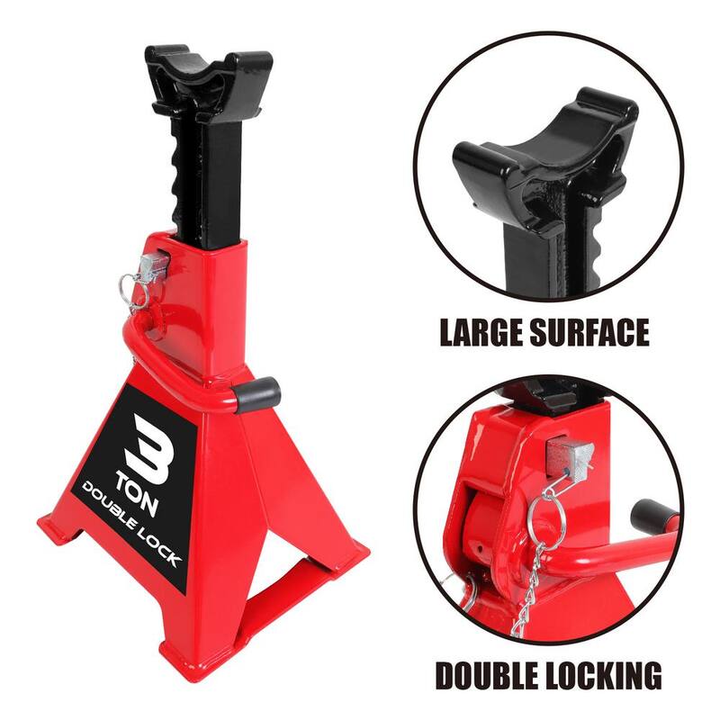 Big Red 3-Ton Reinforced Double-Locking Jack Stands (2-Pack) - T43005A