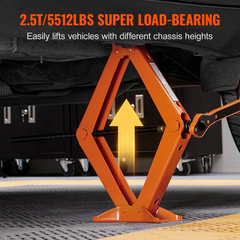 VEVOR Scissor Jack, 5512 lbs. Scissor Car Jack, 3.7 in.-17.1 in. Lifting Range Scissor Lift Jack with Ratcheting Handle - JSQJDJB155112Z9S3V0-0730