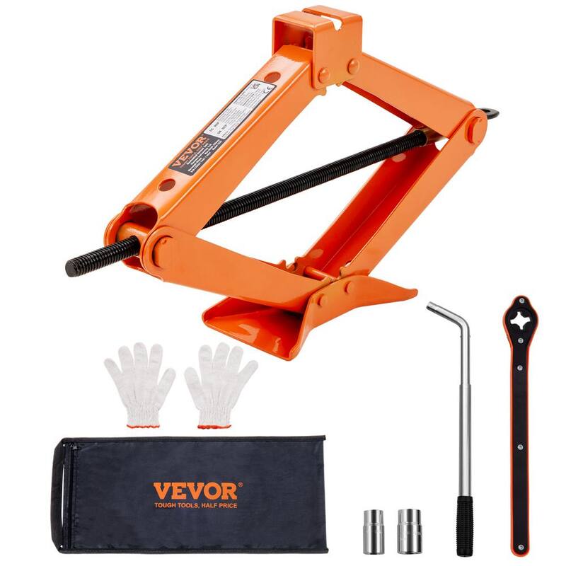 VEVOR Scissor Jack, 5512 lbs. Scissor Car Jack, 3.7 in.-17.1 in. Lifting Range Scissor Lift Jack with Ratcheting Handle - JSQJDJB155112Z9S3V0-0730