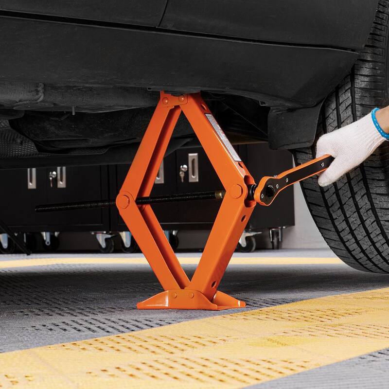 VEVOR Scissor Jack, 5512 lbs. Scissor Car Jack, 3.7 in.-17.1 in. Lifting Range Scissor Lift Jack with Ratcheting Handle - JSQJDJB155112Z9S3V0-0730