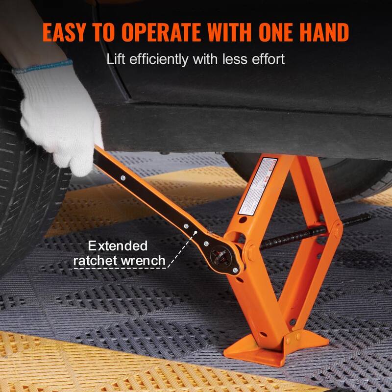 VEVOR Scissor Jack, 5512 lbs. Scissor Car Jack, 3.7 in.-17.1 in. Lifting Range Scissor Lift Jack with Ratcheting Handle - JSQJDJB155112Z9S3V0-0730