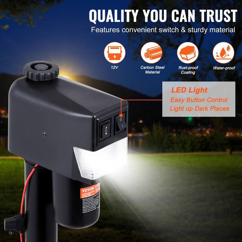 VEVOR Electric Trailer Jack 3500 lbs. Capacity Electric Tongue Jack w/Waterproof Cover for Lifting RV Trailer 9.84 - 33.85 in. - DDTCQJ3500LBS97VPV9