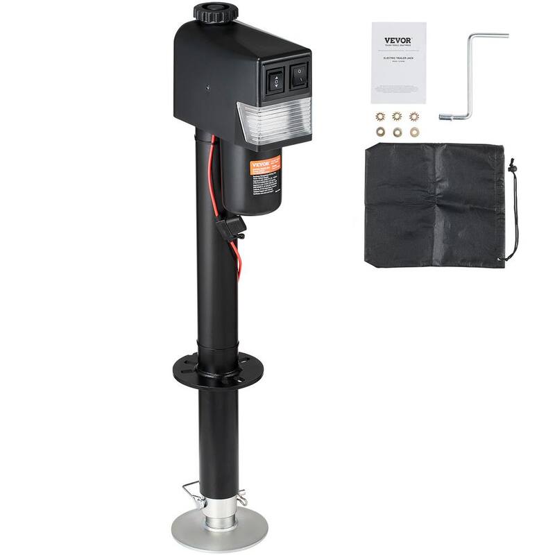 VEVOR Electric Trailer Jack 3500 lbs. Capacity Electric Tongue Jack w/Waterproof Cover for Lifting RV Trailer 9.84 - 33.85 in. - DDTCQJ3500LBS97VPV9