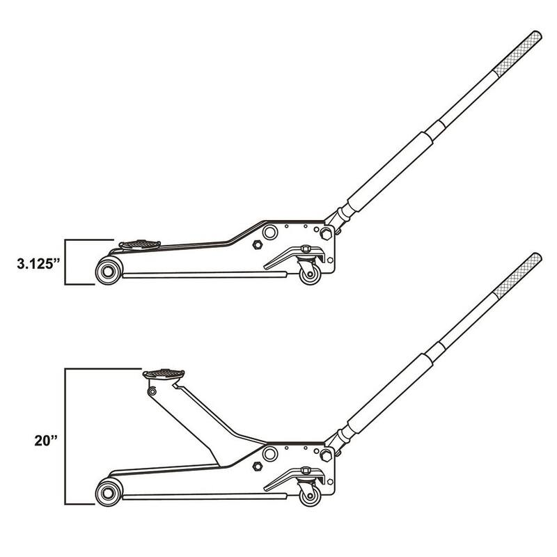 Maasdam 3-Ton Low Profile Car Jack with Quick Lift and 3-Ton Jack Stand in Blue - MPL46994124-BL-BD