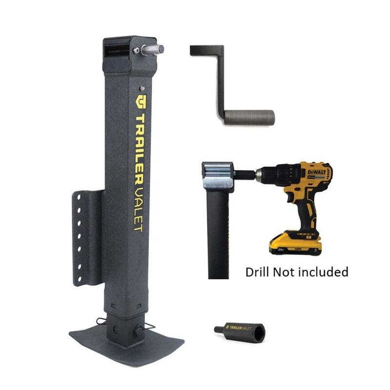 Trailer Valet Drill Powered 7,000 lb Side Bracket Mount Heavy Duty Square Drop Leg Trailer Jack with 47 inch total extension - TVJX7-S