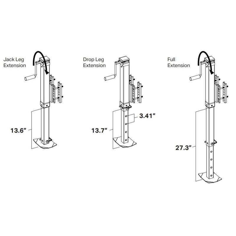 Trailer Valet Drill Powered 7,000 lb Side Bracket Mount Heavy Duty Square Drop Leg Trailer Jack with 47 inch total extension - TVJX7-S