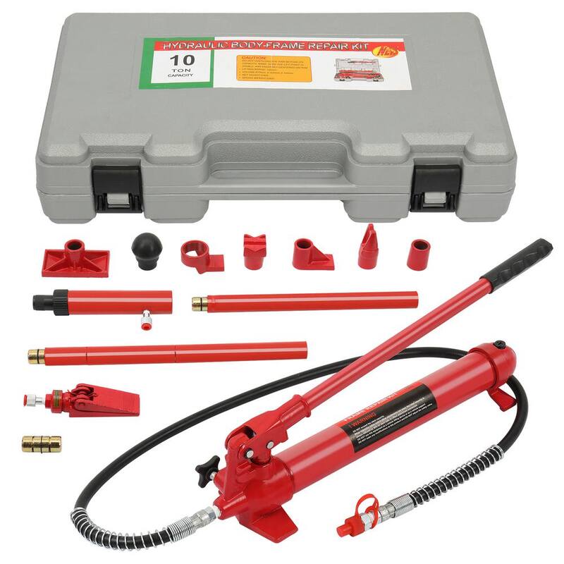 Karl home 10 Ton Portable Power Kit Hydraulic Jack Ram Autobody Frame Repair Tools Red - 101052618356