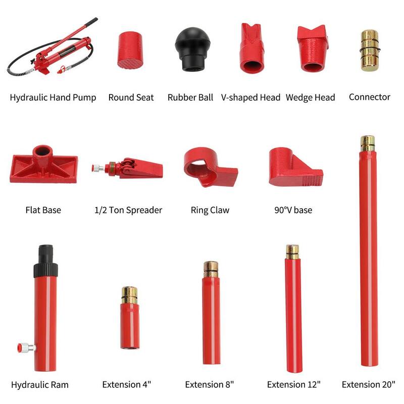 Karl home 10 Ton Portable Power Kit Hydraulic Jack Ram Autobody Frame Repair Tools Red - 101052618356