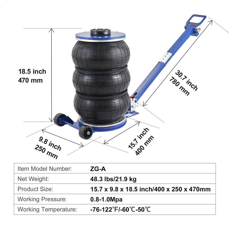 VEVOR Air Jack, 5 Ton/11000 lbs. Triple Bag Air Jack, Airbag Jack, Lift up to 18.5 in., 3-5 s Fast Lifting Pneumatic Jack - QNQJDDBSZB5T64PKJV0-0726
