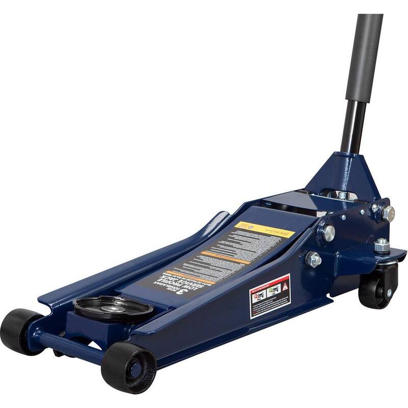 TCE 3-Ton Low-Profile Floor Jack with Dual Piston Speedy Lift, Blue - ATZ830026XU