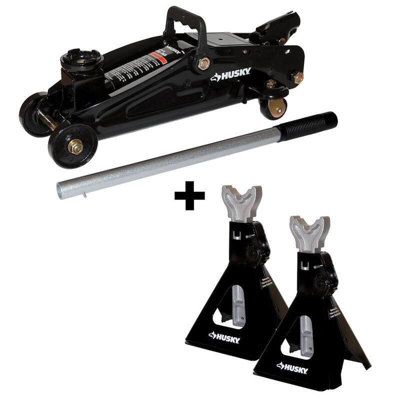 Husky 2 -Ton Hydraulic Trolley Car Jack and Jack Stands - HPL4136-BD