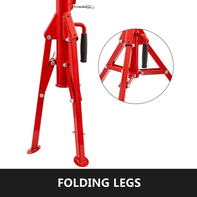 VEVOR V-Head Pipe Jack Stand 20 in. to 37 in. Height Welding Pipe Stand 1500 lbs. Load 1107C with 2-Ball Transfer Foldable Leg - JJ1107C2YTGJVX001V0