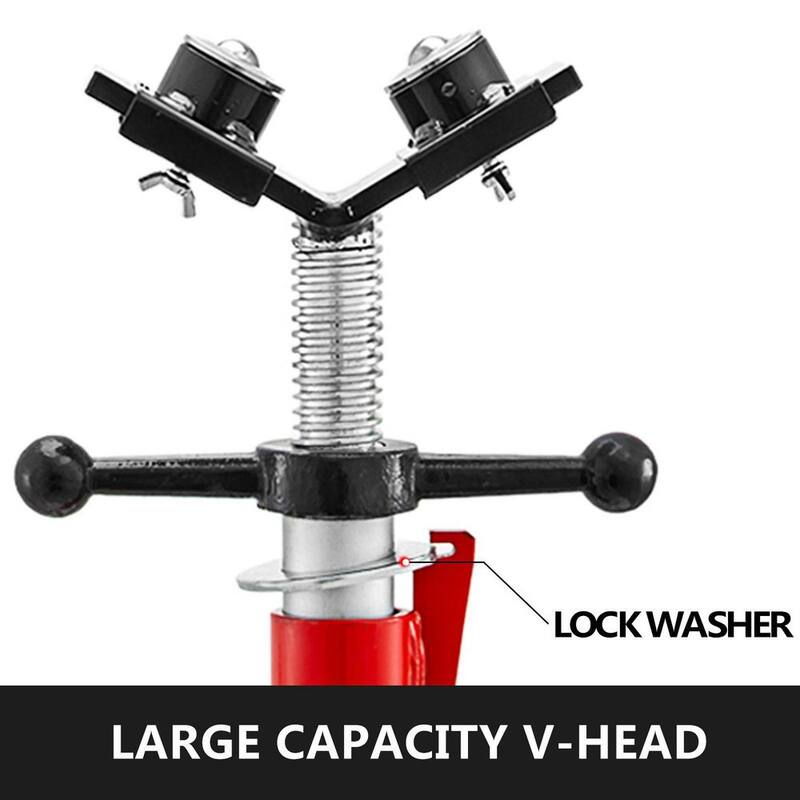 VEVOR V-Head Pipe Jack Stand 20 in. to 37 in. Height Welding Pipe Stand 1500 lbs. Load 1107C with 2-Ball Transfer Foldable Leg - JJ1107C2YTGJVX001V0