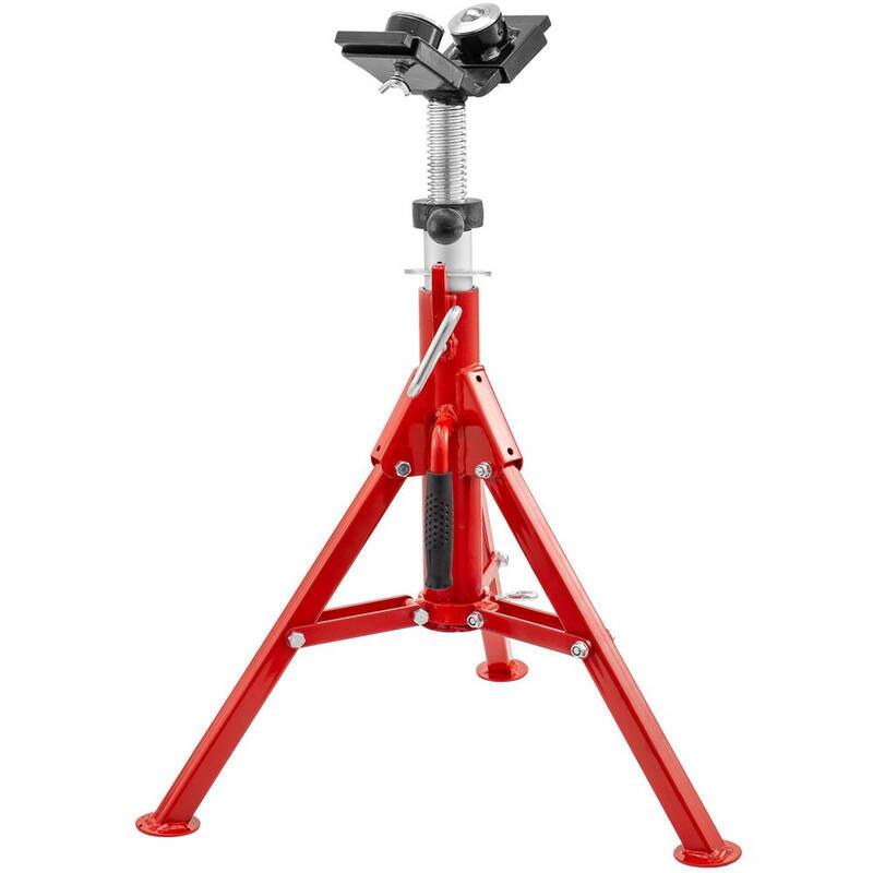 VEVOR V-Head Pipe Jack Stand 20 in. to 37 in. Height Welding Pipe Stand 1500 lbs. Load 1107C with 2-Ball Transfer Foldable Leg - JJ1107C2YTGJVX001V0