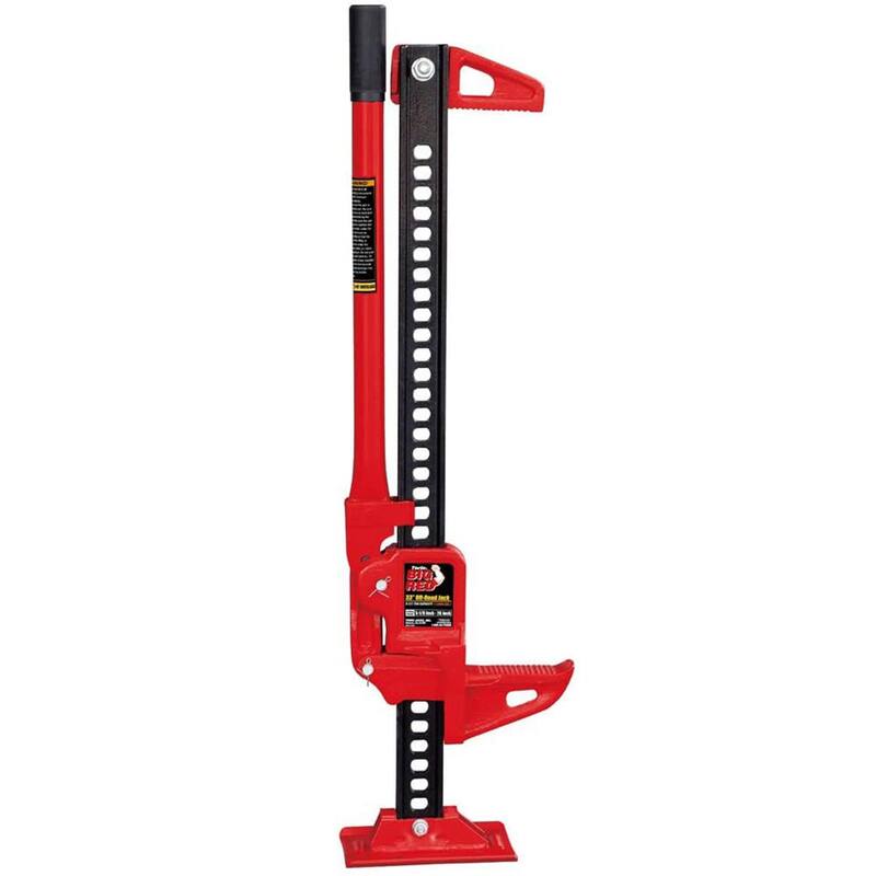 Big Red 3-Ton (6,000 lbs.) Capacity 33 in. Ratcheting Off Road Utility Farm Jack, Red and Black - TRA7224B