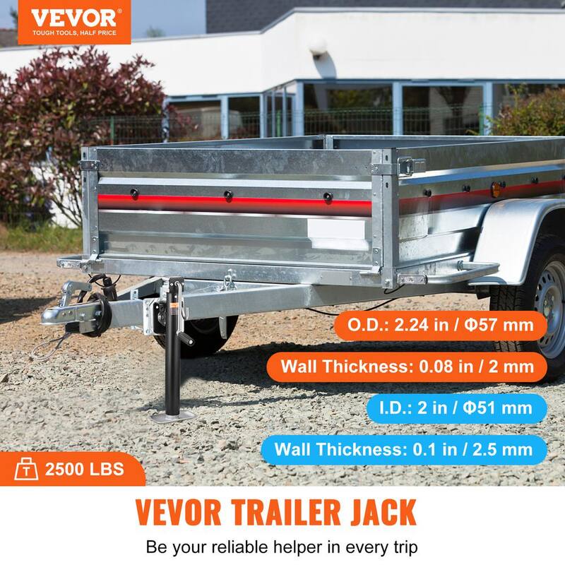VEVOR Trailer Jack, Trailer Tongue Jack Fix Mount Bolt-on 2500 lb.Capacity, Trailer Jack Stand with Handle for RV Trailer - BSLSTC2500LBSX99BV0-808