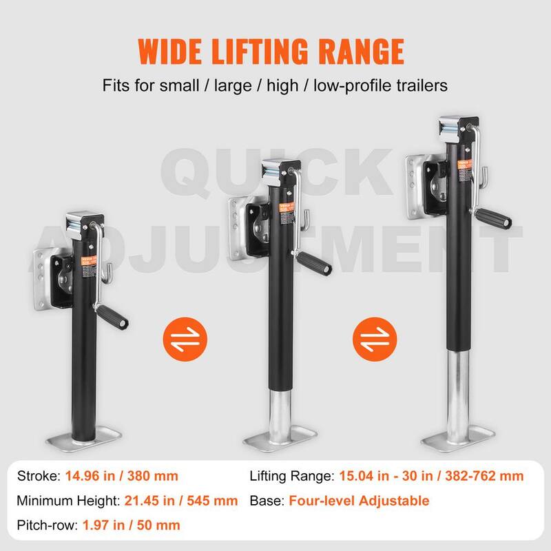 VEVOR Trailer Jack, Trailer Tongue Jack Fix Mount Bolt-on 2500 lb.Capacity, Trailer Jack Stand with Handle for RV Trailer - BSLSTC2500LBSX99BV0-808