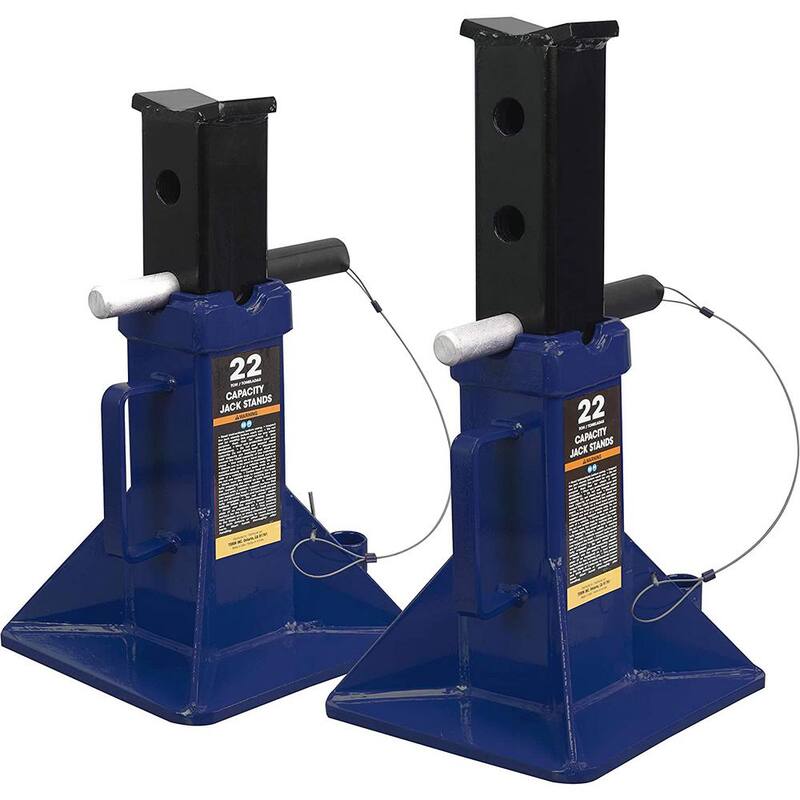 TCE 22-Ton Heavy-Duty Steel Jack Stands, (2-Pack) Blue - T70072