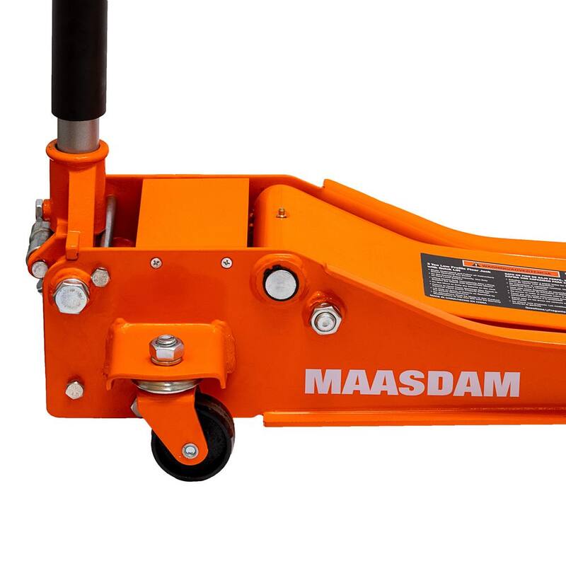 Maasdam 3-Ton Low Profile Car Jack with Quick Lift and 3-Ton Jack Stand in Orange - MPL46994124-OR-BD