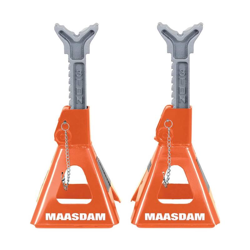 Maasdam 3-Ton Low Profile Car Jack with Quick Lift and 3-Ton Jack Stand in Orange - MPL46994124-OR-BD