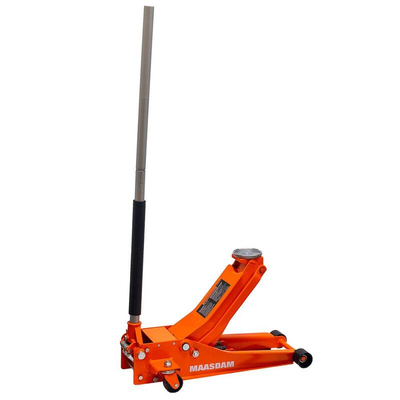 Maasdam 3-Ton Low Profile Car Jack with Quick Lift and 3-Ton Jack Stand in Orange - MPL46994124-OR-BD