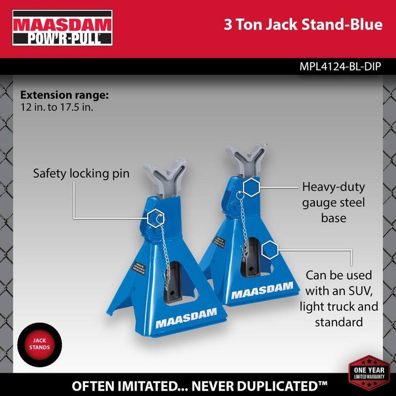 Maasdam Pow'R Pull 3-Ton Car Jack Stands in Blue - MPL4124-BL-DIP