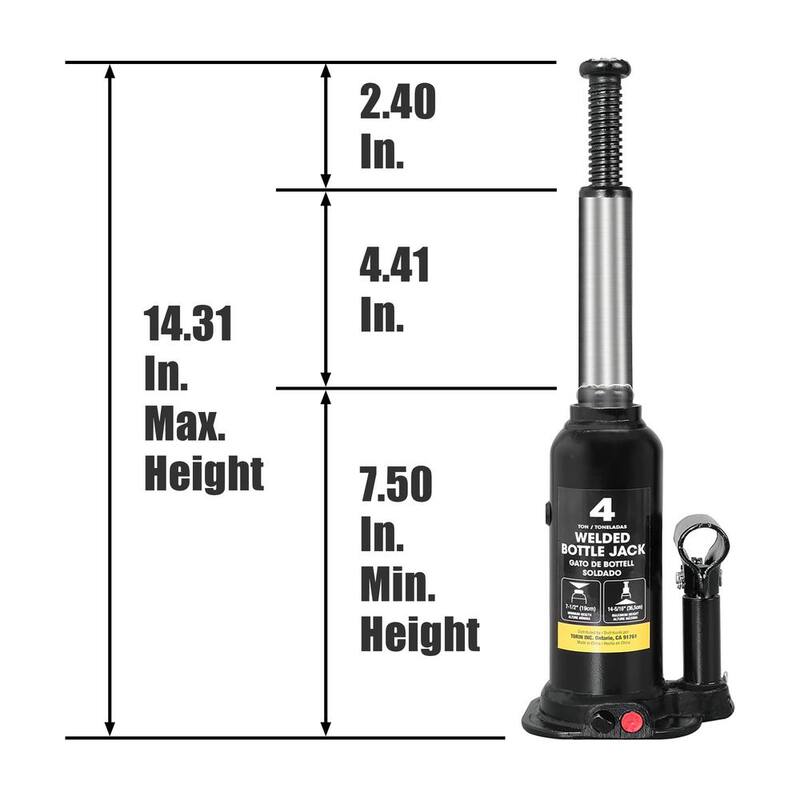 Big Red Welded Hydraulic Car Bottle Jack for Auto Repair and House Lift, Black, 4 Ton (8,000 lbs.) - AT90403BR