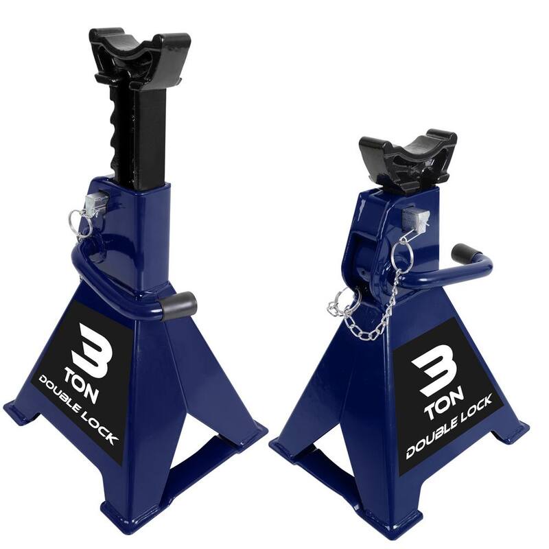 TCE 3-Ton Reinforced Double-Locking Jack Stands Pair, Blue - AT43005AU