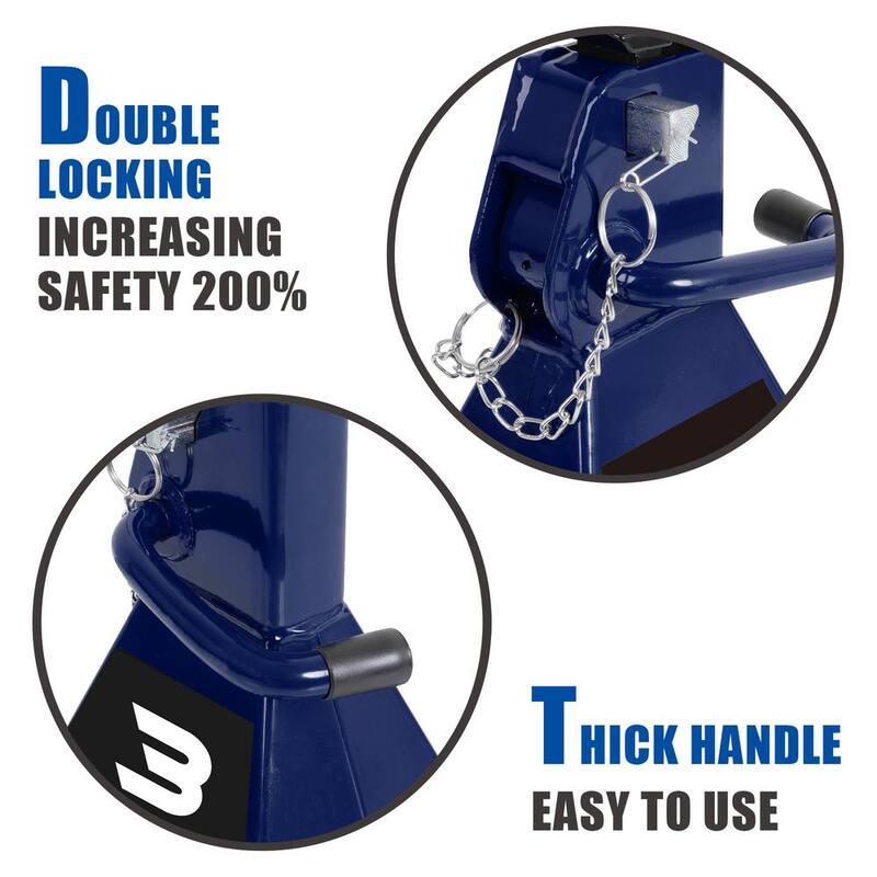 TCE 3-Ton Reinforced Double-Locking Jack Stands Pair, Blue - AT43005AU