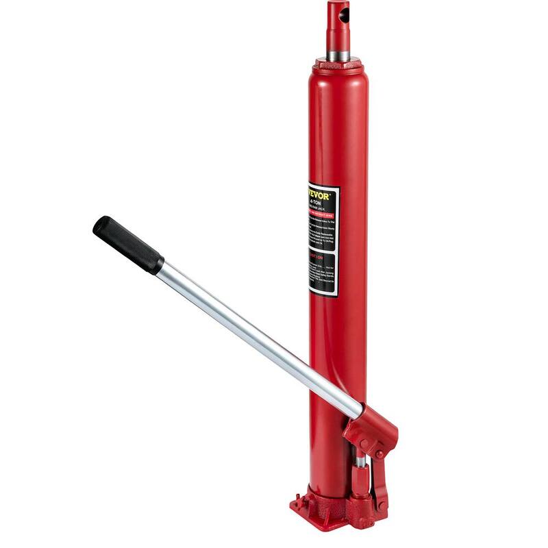 VEVOR 4-Tons 8818 lbs. Red Hydraulic Long Ram Jack Manual Cherry Picker with Single Piston Pump, Flat Base and Handle - ZGYYQJDHSDG4TJT27V0