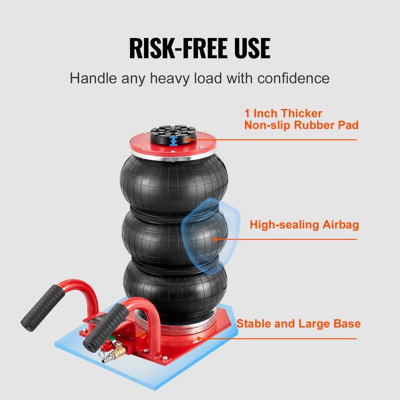VEVOR Air Jack, 3 Ton/6600 lbs. Triple Bag Air Jack, Airbag Jack, Lift up to 17.7 in., 3-5 s Fast Lifting Pneumatic Jack, Red - QNQJDSTSDB3T6FRDFV0-0726