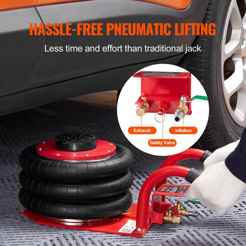 VEVOR Air Jack, 3 Ton/6600 lbs. Triple Bag Air Jack, Airbag Jack, Lift up to 17.7 in., 3-5 s Fast Lifting Pneumatic Jack, Red - QNQJDSTSDB3T6FRDFV0-0726